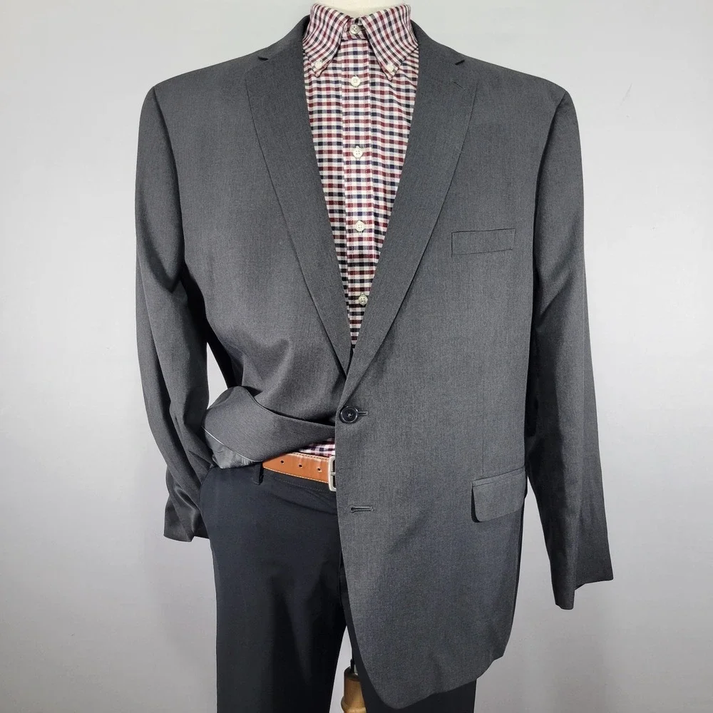 Van Heusen Men's Sport Coat Blazer Two Button Gray‎ Polyester Blend Size 52R